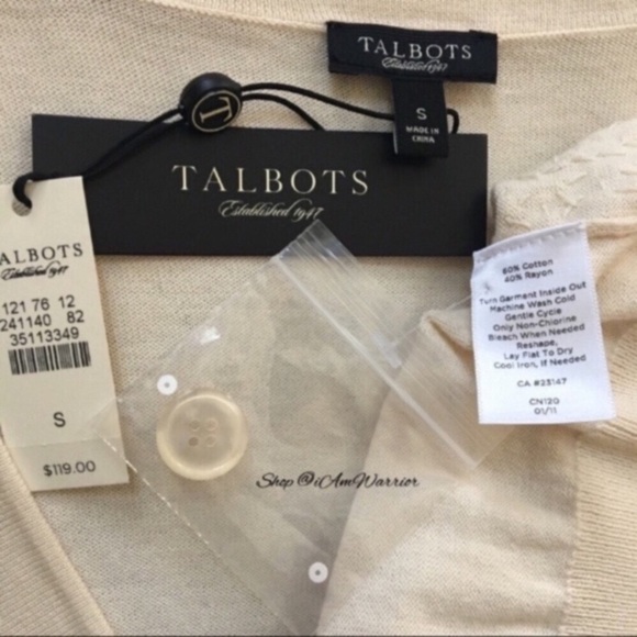 Talbotโs NWT cream sequin short sleeve cardigan sweater *shop@iamwarrior - Picture 7 of 8